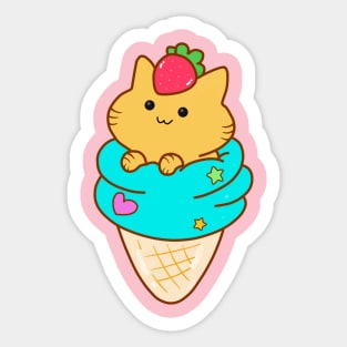 Strawberry Ice Cream Cat Sticker